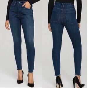 Good American Good Legs Skinny Jeans Raw Chewed Hem in Blue653 Size 15 Stretch